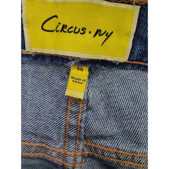 Circus NY High Rise Slim Straight Distressed Medium Wash Jeans 30 NWT - Picture 5 of 8